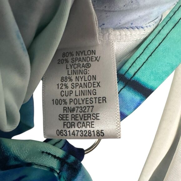 Croft & Barrow Womens Plus 20 W Tankini Swim Top Blue Watercolor Beach Vacation - Picture 7 of 7